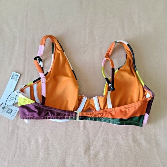 Sanctuary Float On Plunge Triangle Bikini Swim Top L Underwire Multicolor NWT - Picture 4 of 10